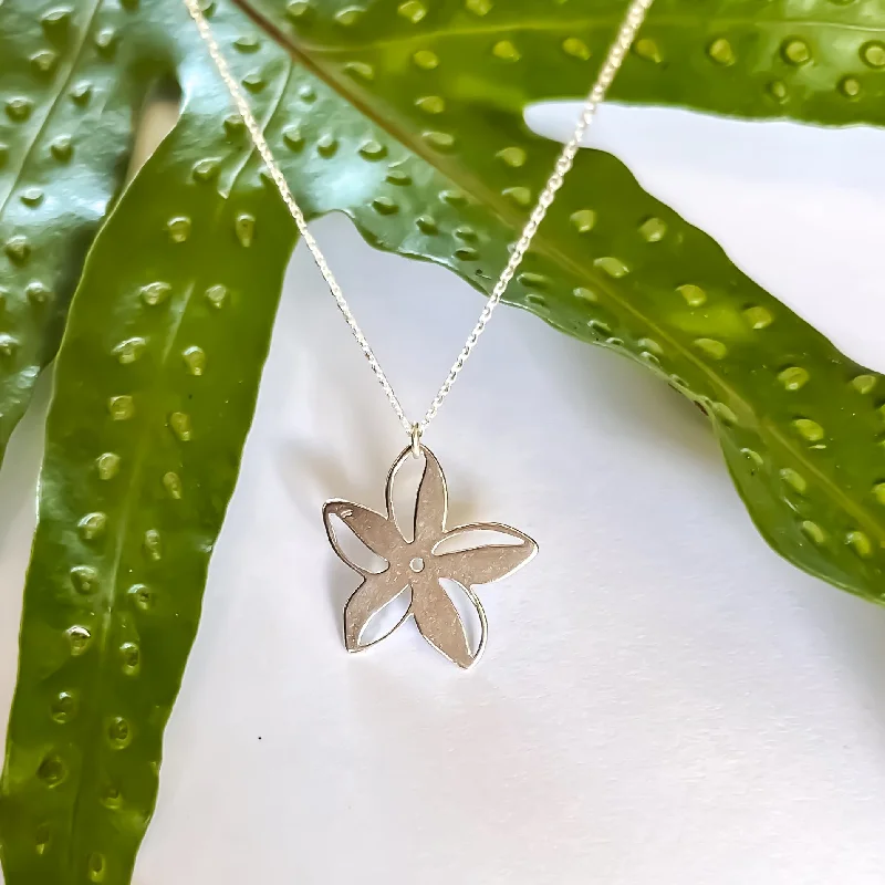 Personalized engraved necklaces for women-Plumeria Sterling Silver Necklace