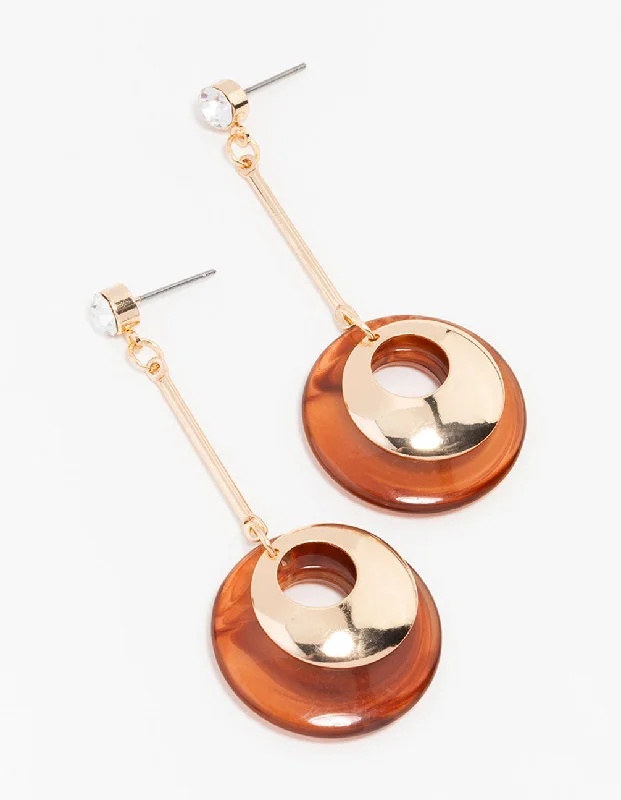 Women’s gold hoop earrings-Gold Marble Doughnut Drop Earrings