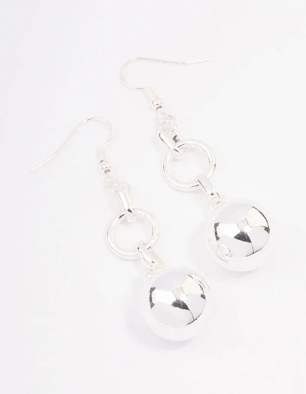 Custom-made earrings for women-Silver Ball Chain Drop Earrings