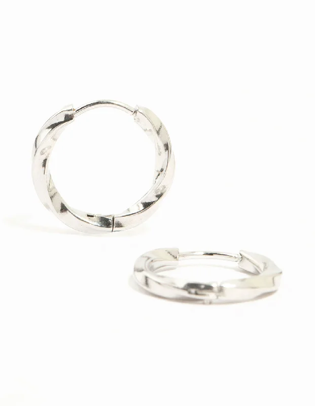 Women’s stud earrings-Waterproof Stainless Steel Twisted Hoop Earrings