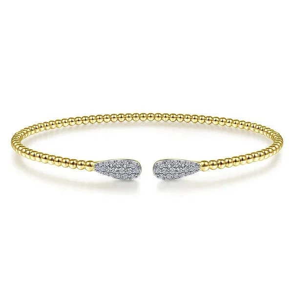 Stylish women’s bracelets-14K Yellow Gold Bujukan Diamond Teardrops Bangle