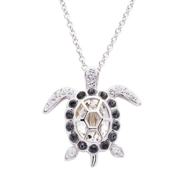 Women’s flower pendant necklaces-April Turtle Birthstone Pendant With Swarovski Crystals