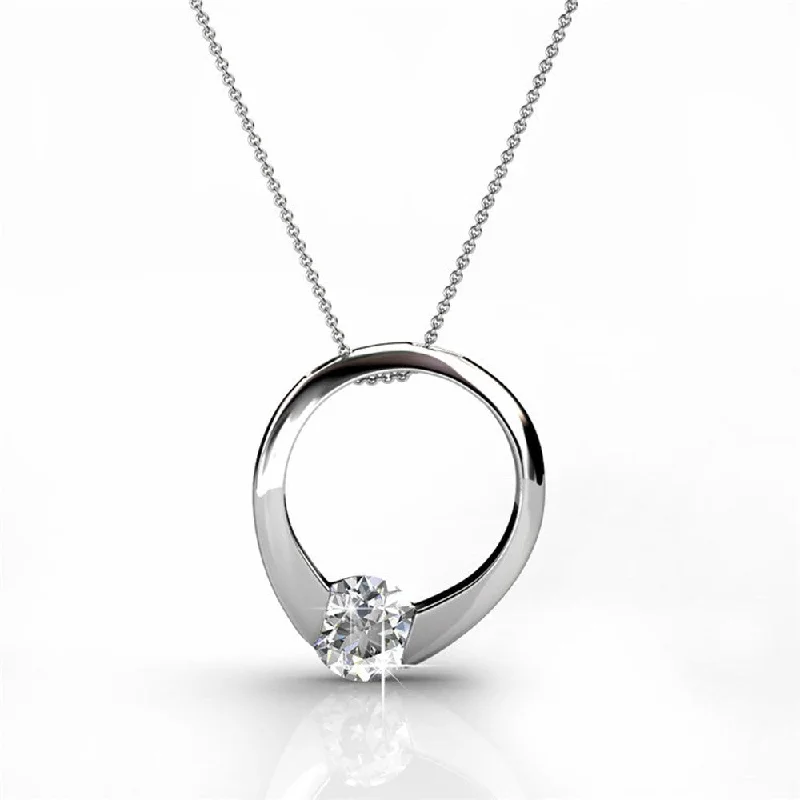 Women’s chunky necklaces-Dahlia 18k White Gold Plated Necklace with Simulated Diamond Crystal