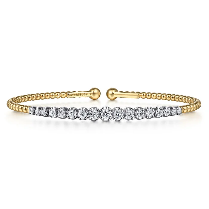 Women’s rose gold bracelets-14K White and Yellow Gold Diamond Bujukan Bangle