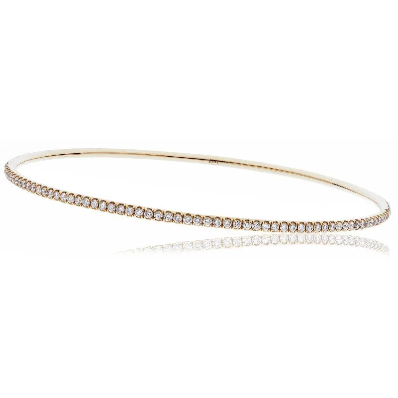 Women’s handmade charm bracelets-DIAMOND FULL SET BANGLE IN 18K ROSE GOLD