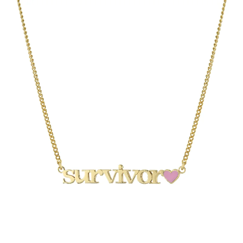 Women’s necklaces with matching bracelets-Pink Awareness Nameplate