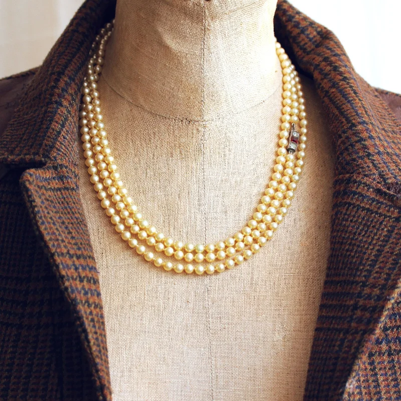 Women’s layered necklaces-Vintage ART DECO Faux Pearl Necklace