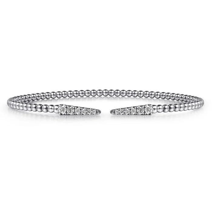 Women’s sparkling bracelets-14K White Gold Bujukan Diamond Spikes Split Bangle