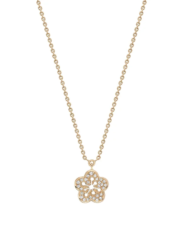 Women’s necklaces with rubies-Blossom Mini Rose Gold Diamond Pendant