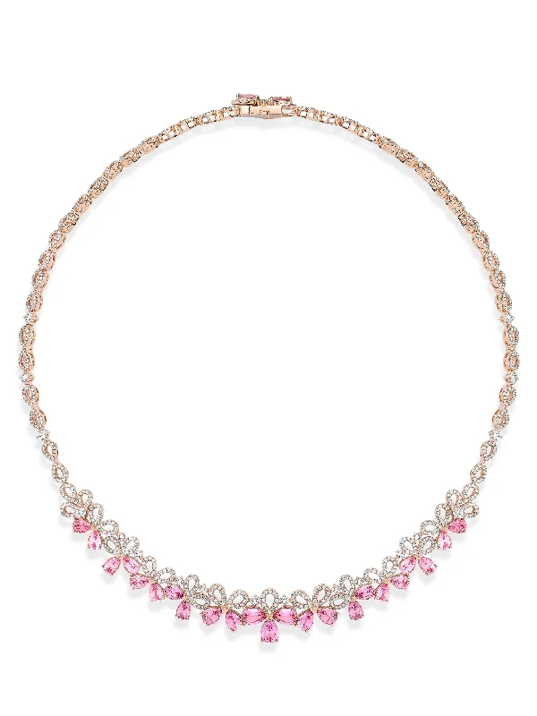 Women’s necklaces with spiritual gemstones-Secret Garden Spinel Diamond Rose Gold Necklace