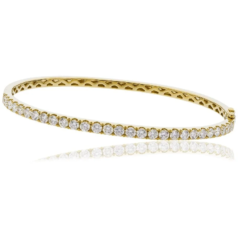 Women’s crystal-encrusted bangles-DIAMOND HALF SET BANGLE IN 18K YELLOW GOLD