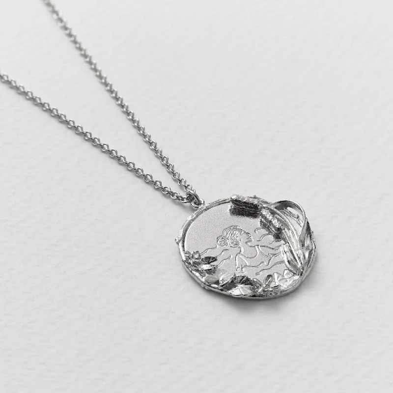 Women’s necklaces with floral pendants-Alex Monroe Silver Wild Swimming Medallion Necklace