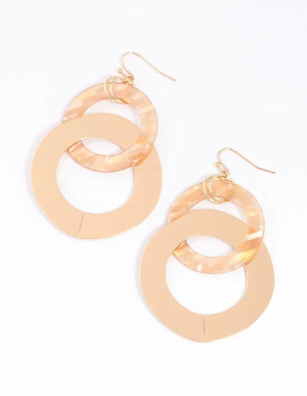 Women’s elegant dangling earrings-Gold Circle Decorative Drop Earrings