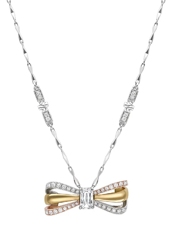 Women’s rose gold pendants-Ribbons Ashoka Diamond Pendant