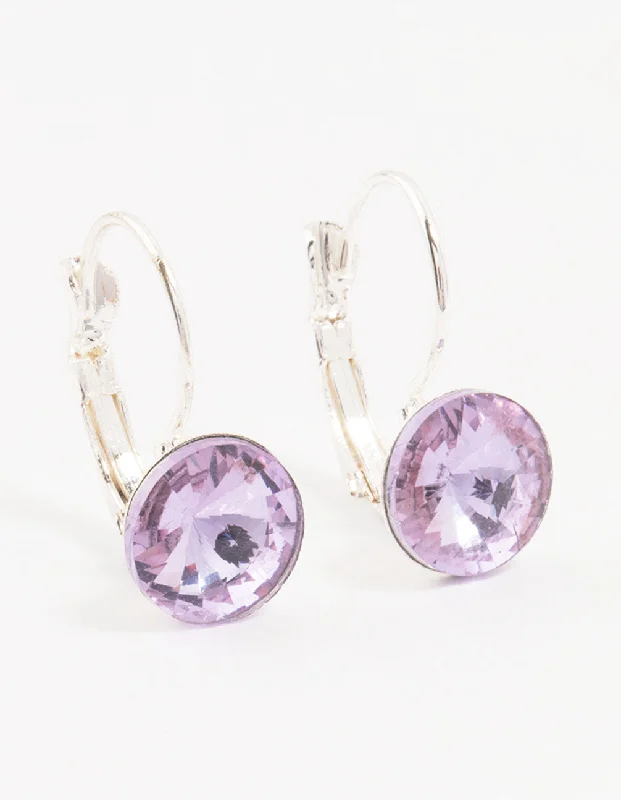 Women’s long dangling earrings-Large Purple Continental Bohemia Czech Crystal Drop Earrings