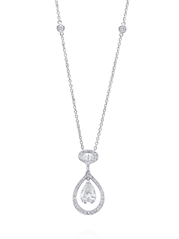 Women’s pearl necklaces-Vintage Palace Pear Diamond Platinum Pendant