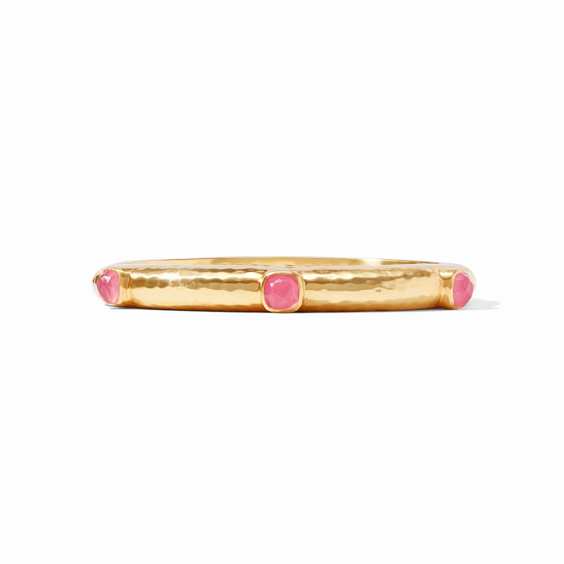 Women’s silver bangles-Julie Vos | Catalina Hinge Bangle with Peony Pink Crystals in Gold