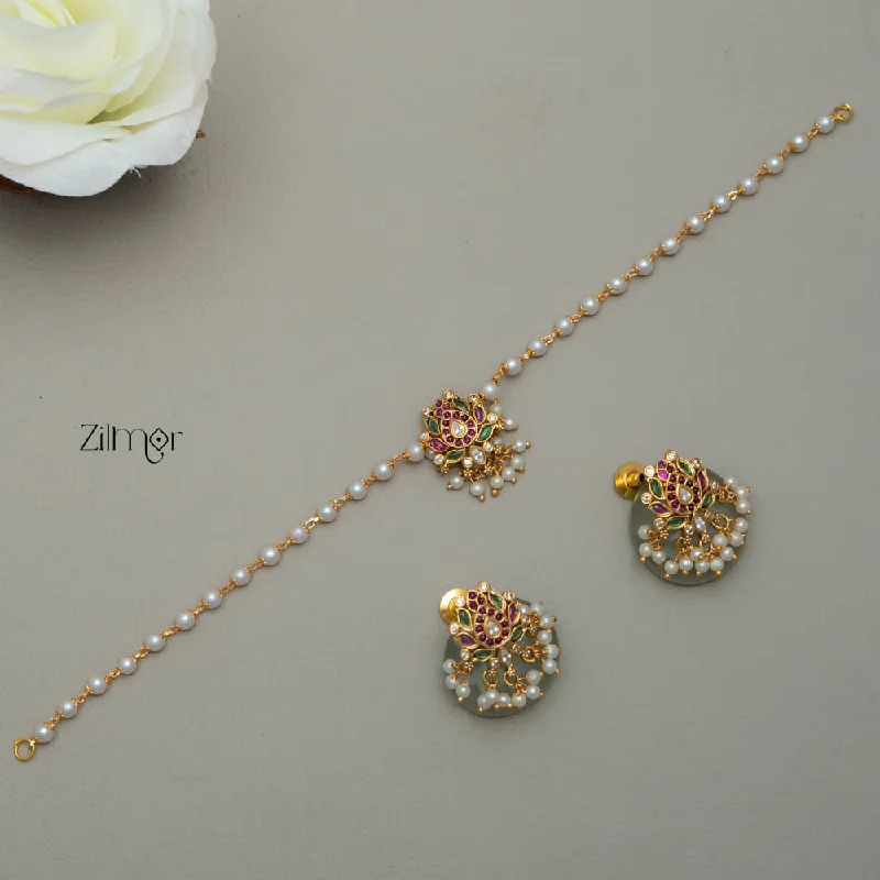 Women’s necklaces with opal stones-SN200102 - Kemp Pendant Pearl Choker Earrings Set