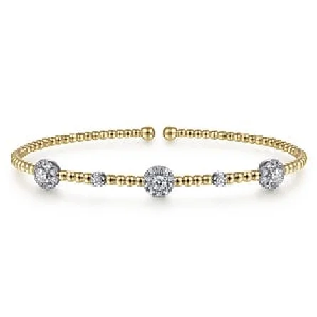 Women’s fashion cuff bangles-14K WHITE-YELLOW GOLD BUJUKAN DIAMOND CLUSTER STATIONS BANGLE