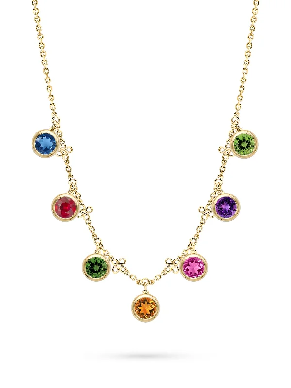 Women’s long necklaces-Beach Rainbow Yellow Gold Necklace