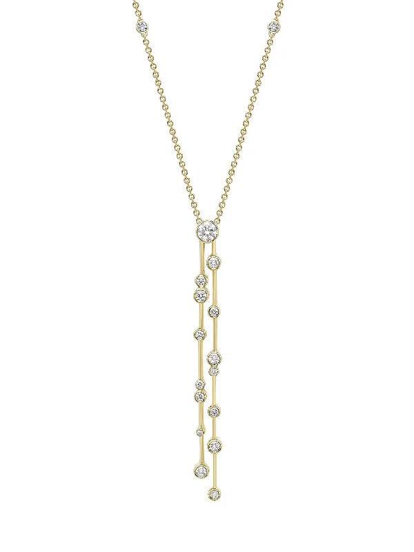 Women’s beaded necklaces-Raindance Double Drop Yellow Gold Diamond Pendant