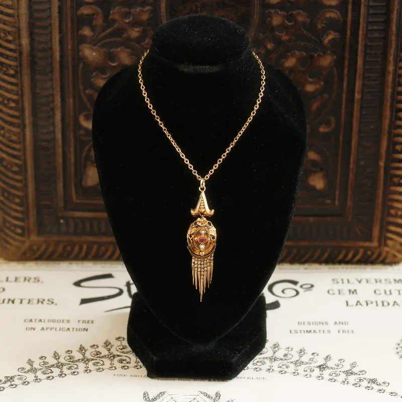 Elegant necklaces for special occasions-Circa 1860's Victorian Etruscan Revival Pendant