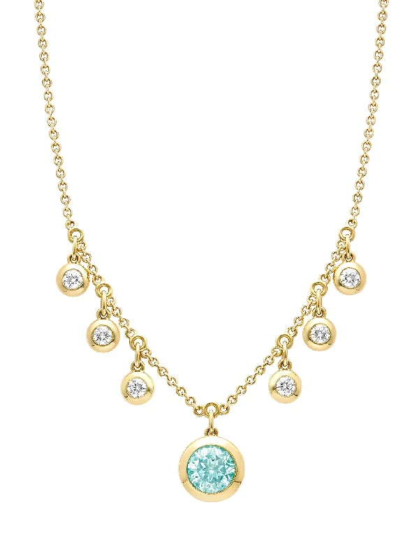 Trendy necklaces for women-Beach Paraiba Diamond Yellow Gold Necklace