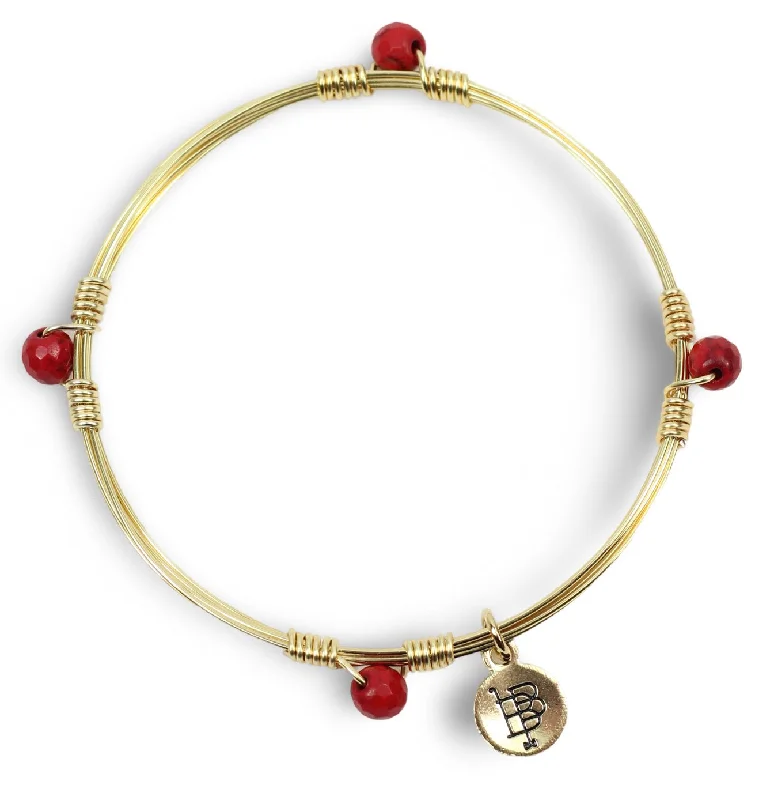 Women’s silver bracelets with gemstones-The Morgan Bangle - Red