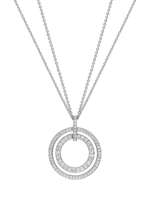 Diamond necklace chains for women-Roulette Large White Gold Double Diamond Pendant