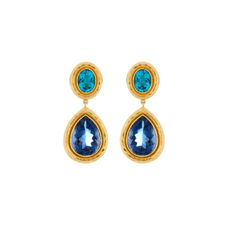 Designer earrings for women-Santorini Earrings Topaz Quartz & Sapphire Quartz