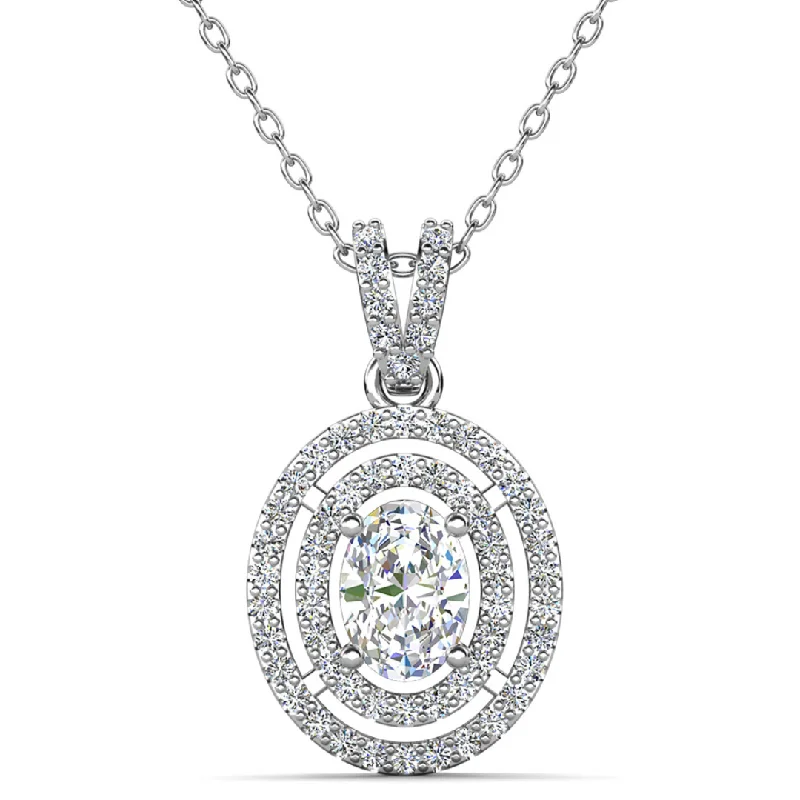 Women’s necklaces with heart-shaped stones-Zelda 18k White Gold Plated Crystal Pendant Necklace with Simulated Diamond Crystals