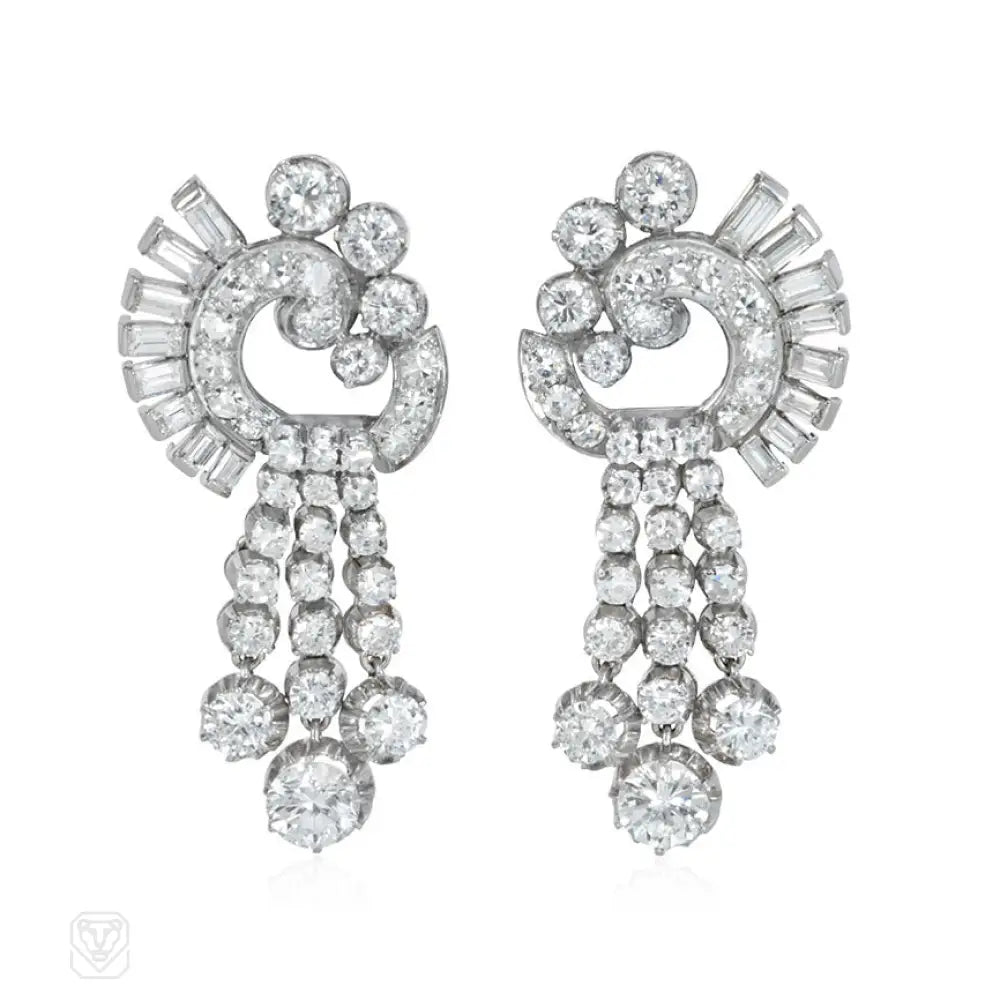 Women’s moonstone earrings-Retro diamond earrings with tassels