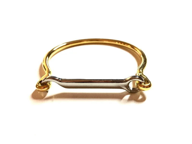 Women’s boho-style bracelets-LUSITANO STIRRUP BANGLE - GOLD  / SILVER | Equestrian Jewelry - AtelierCG™