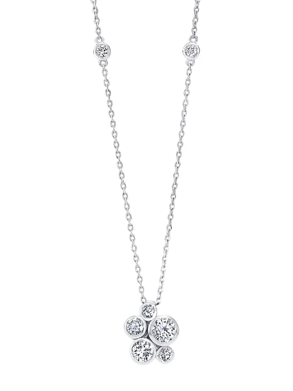 Elegant necklace sets for women-Raindance Platinum Diamond Cluster Pendant