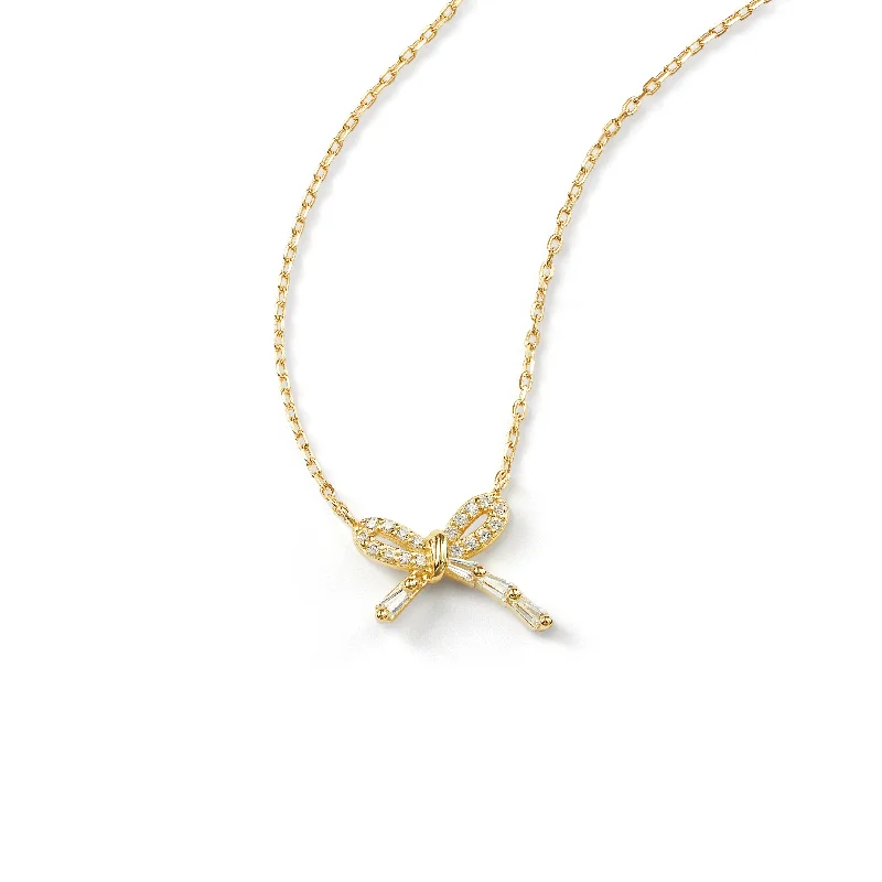 Women’s necklaces with yellow diamonds-Bow Affair CZ Necklace