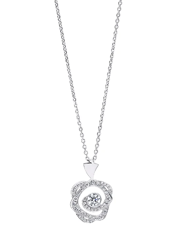 Statement necklaces for weddings-Maymay Rose Platinum Diamond Pendant