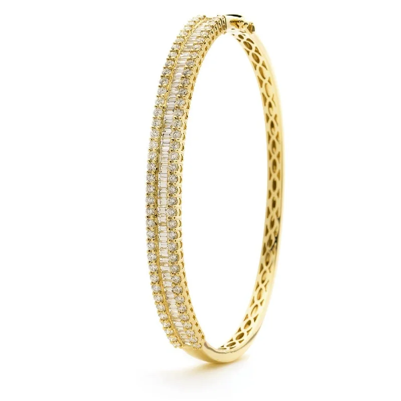 Women’s statement bangles-DIAMOND IN & OUT CHANNEL SET BANGLE IN 18K YELLOW GOLD