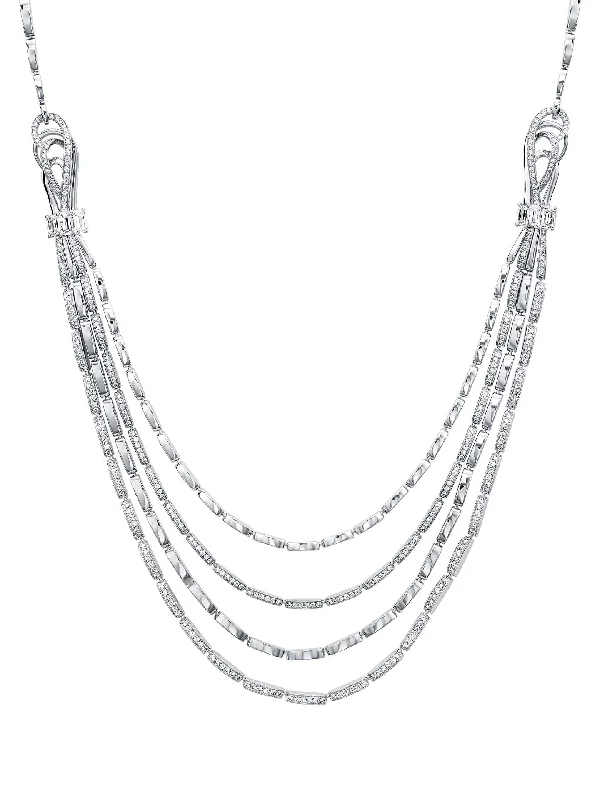 Women’s statement necklace chains-Ribbons Ashoka Platinum Diamond Necklace