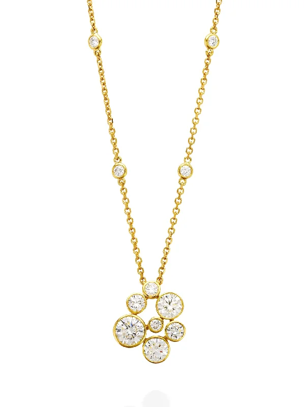 Women’s necklaces with rubies-Raindance Yellow Gold Large Diamond Cluster Pendant