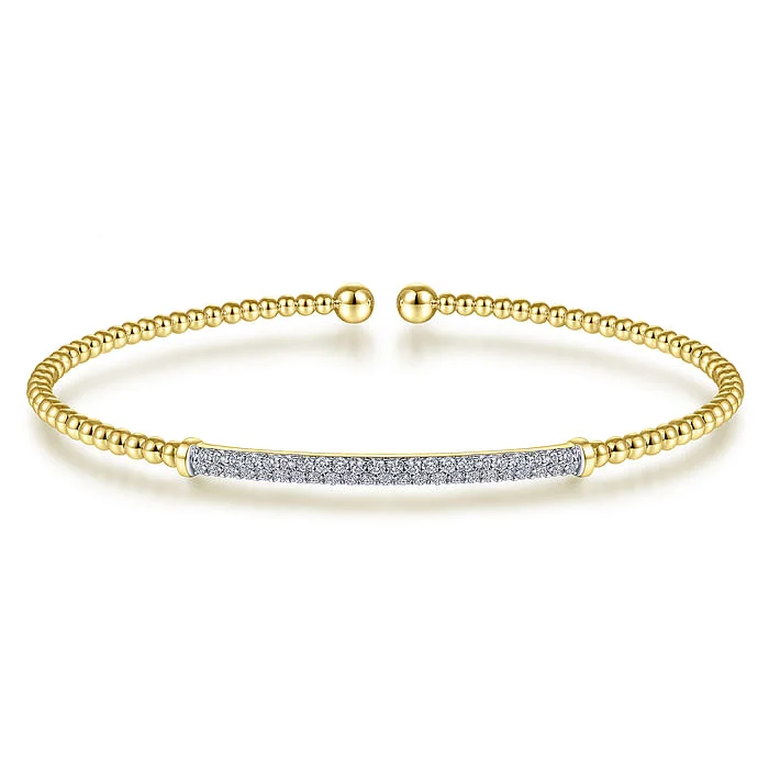 Women’s crystal-encrusted bangles-14K Yellow Gold Bujukan Diamond Bar Split Bangle