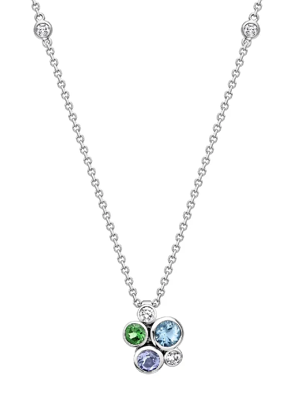 Women’s necklaces with large statement pendants-Raindance Watercolour White Gold Cluster Pendant