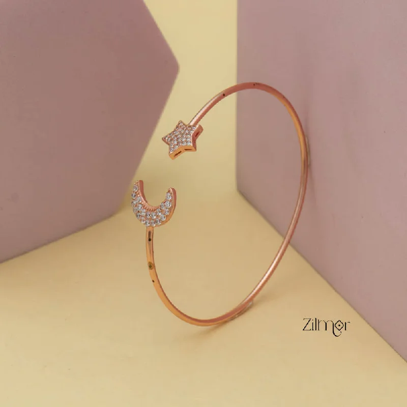 Women’s gemstone charm bracelets-ZM101401 - 925 Silver Rose Gold Adjustable Bangle