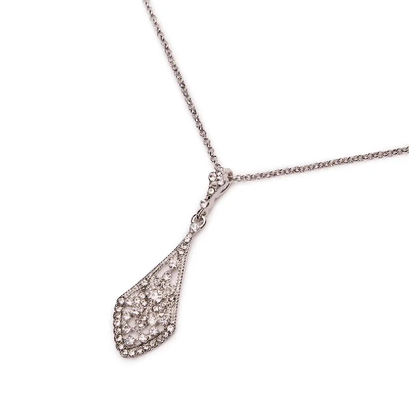 Women’s silver necklaces-Crystal Art Deco Pendant Necklace