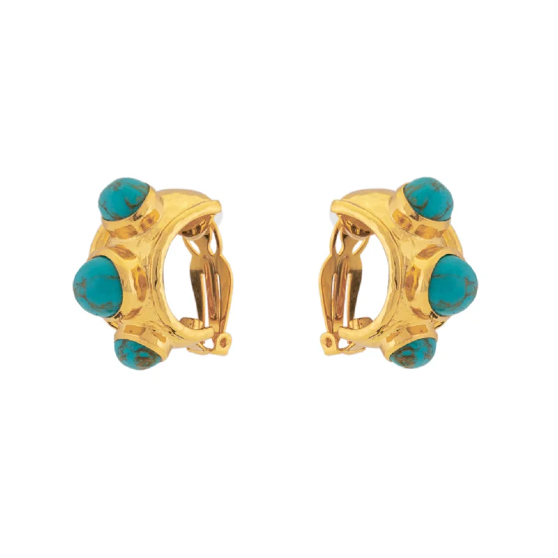 Women’s silver and gold earrings-Nova Earrings Golden Turquoise