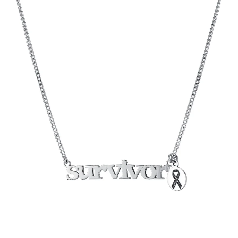 Diamond necklace chains for women-Ribbon Charm Nameplate