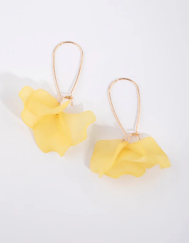 Women’s statement earrings with crystals-Yellow Petal Drop Earrings