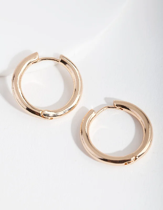 Women’s long chain earrings-Gold Polished Hoop Earrings