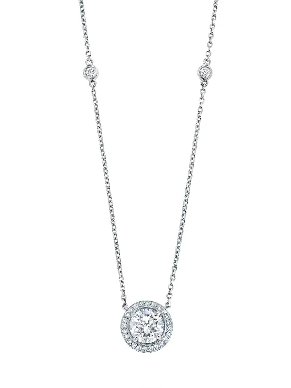 Women’s long necklaces-Vintage Round Brilliant Cut Diamond Pendant