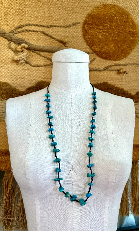 Women’s necklaces with floral pendants-TURQUOISE NUGGET Necklace Strand • 28g