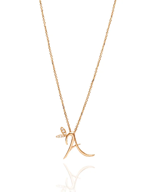 Custom-designed necklaces for women-Love Letter Rose Gold Pendant